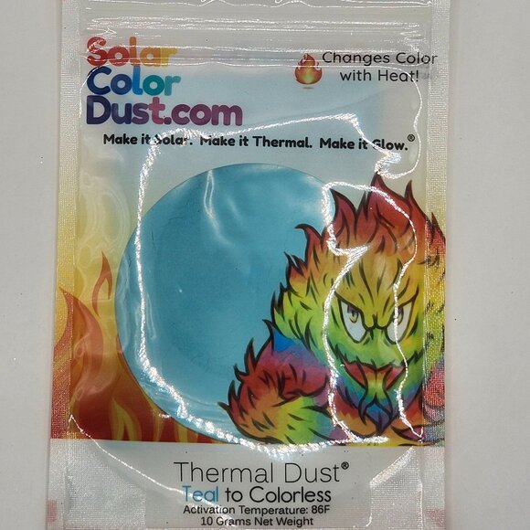 New, Teal to Colorless Solar Color Dust Thermal Dust 10 Gram Pouch - Picture 1 of 2